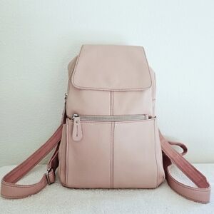 Vintage Real Soft 100% Pink Genuine Leather Women Backpack purse